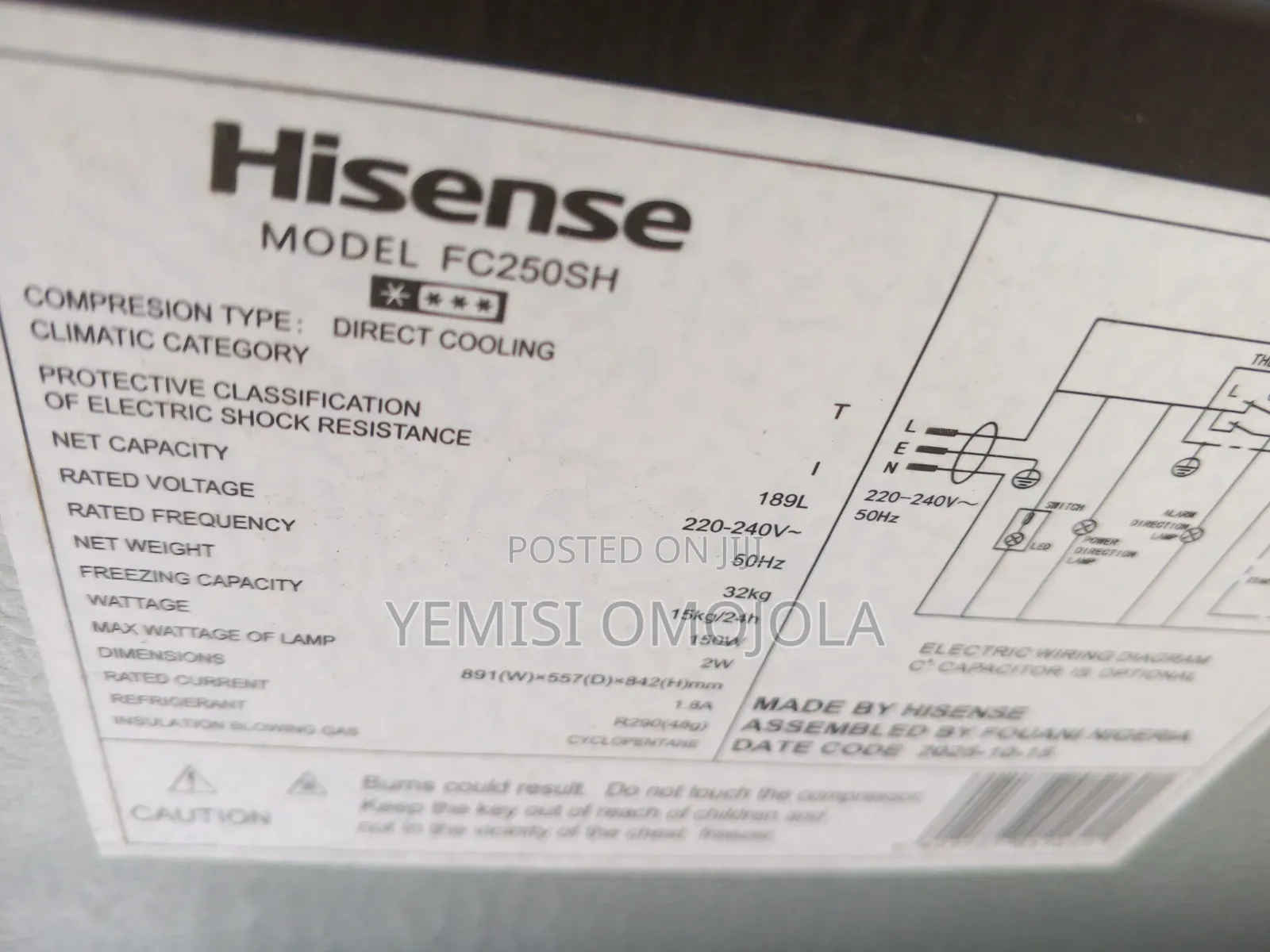 189 Litres Hisense Freezer