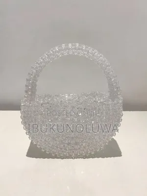 Classy White Handmade Beaded Bag for Ladies