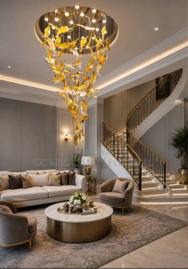 Luxury Maple Leaf Murano Glass Ceiling Light Transparent White