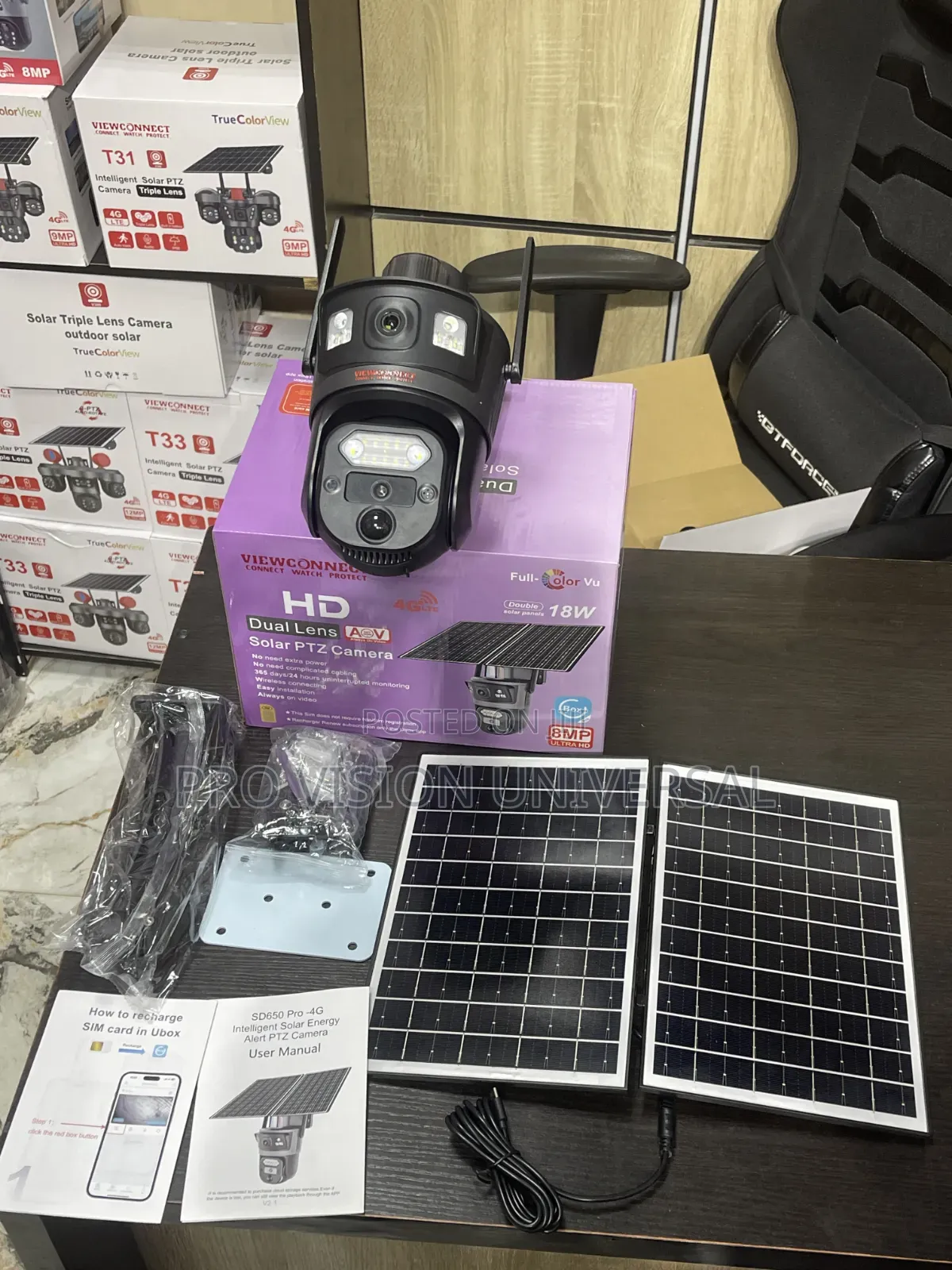 Solar Camera Uboxpro Aov Double Panel 18w Hd Camera