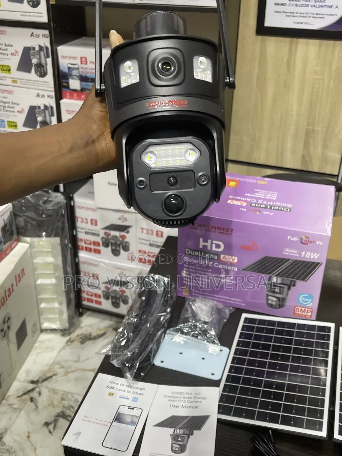 Solar Camera Uboxpro Aov Double Panel 18w Hd Camera