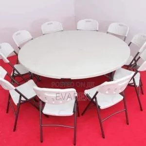 Round Conference/Dining Table With 10 Quality Chairs, White