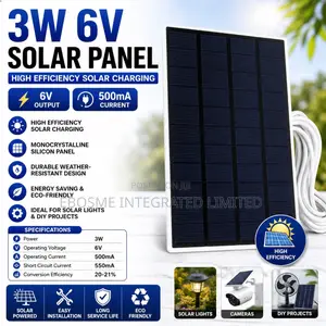 3w Solar Panel 6v Output | 500ma Current