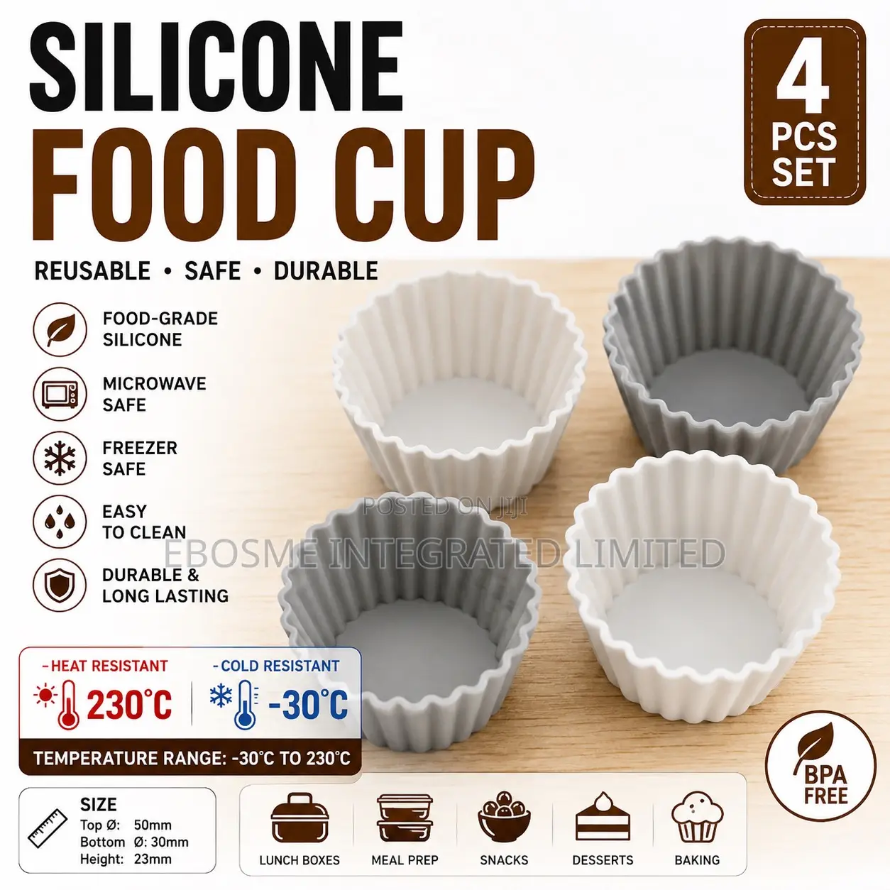 4-Piece Silicone Food Cup Set