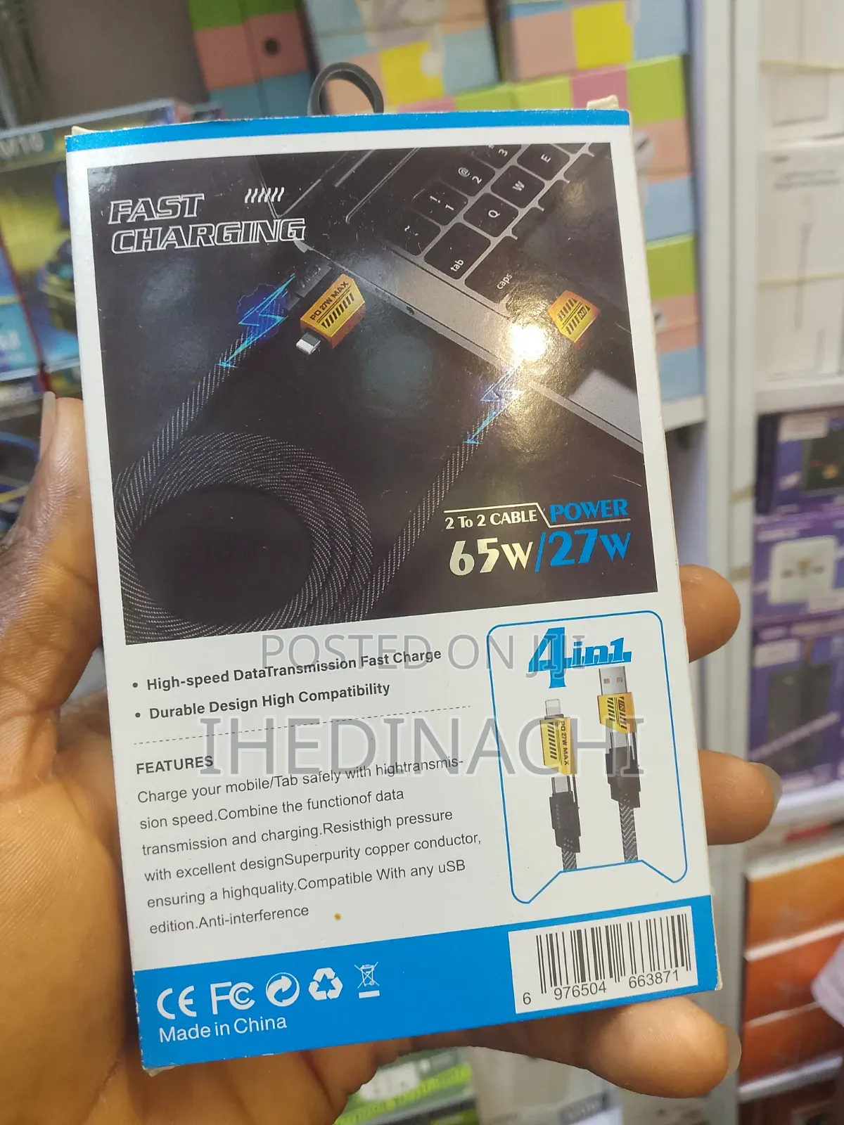 2 in 2 Faster Charging Cable 2meter