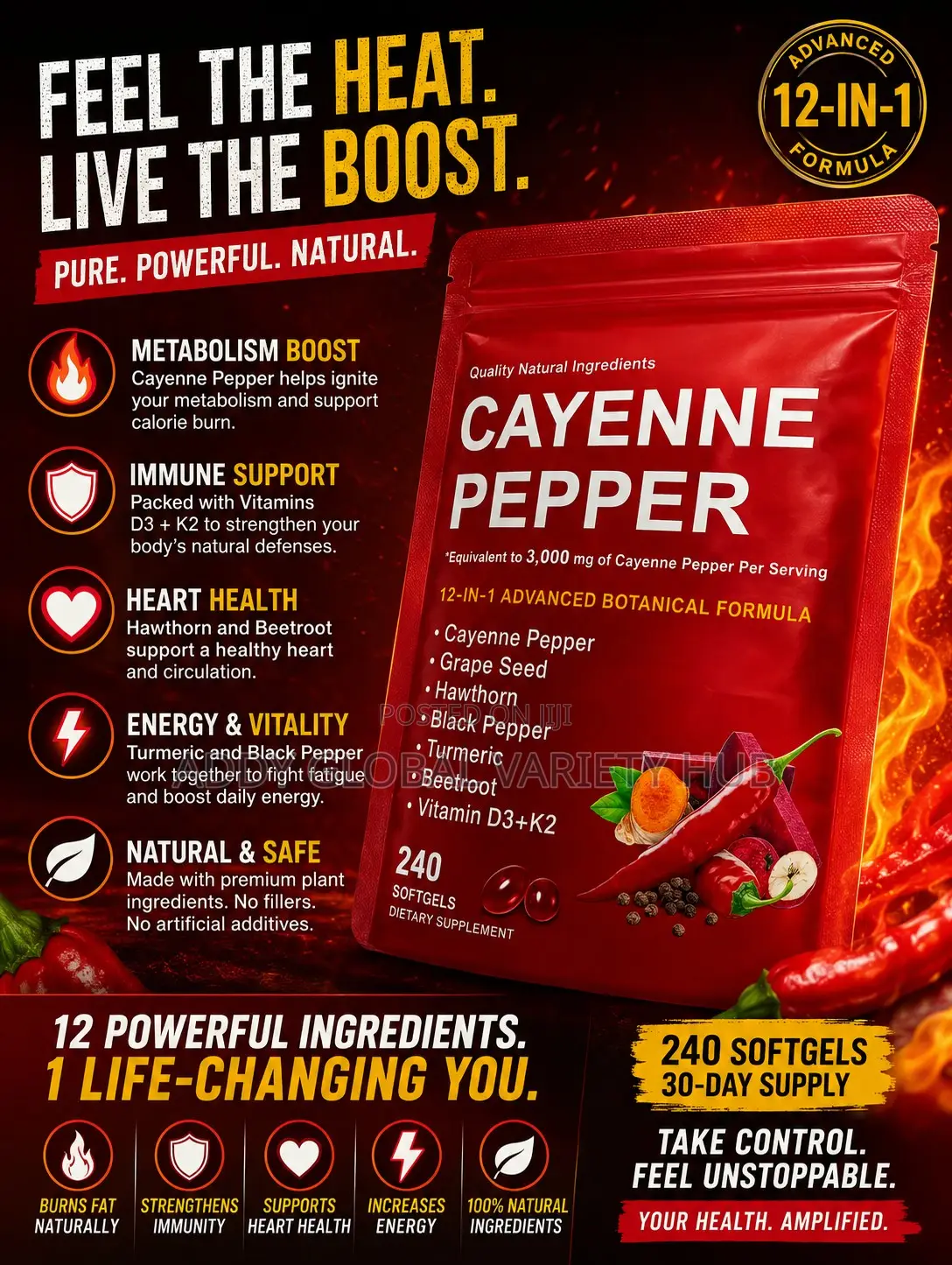 Caynee Pepper+Beetroot+D3k2+Hawthorn+Grapeseed+Tumeric+ Black Pepper