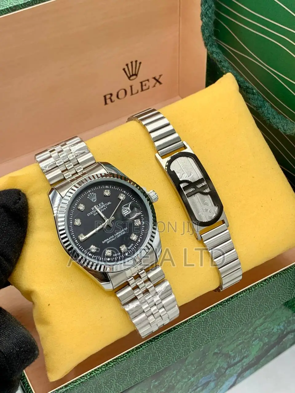 Affordable Silver Rolex Watch Set With Premium Gift Box