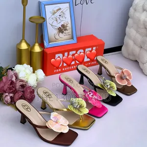Floral Kitten Heel Slides for Women