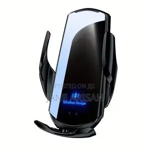 Car Wireless Charger Stand and Cell Phone Holder - Black