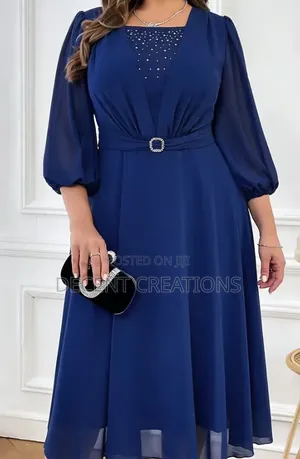 Mid - Year Promo: Brand New Elegant Navy Blue Chiffon Dress.