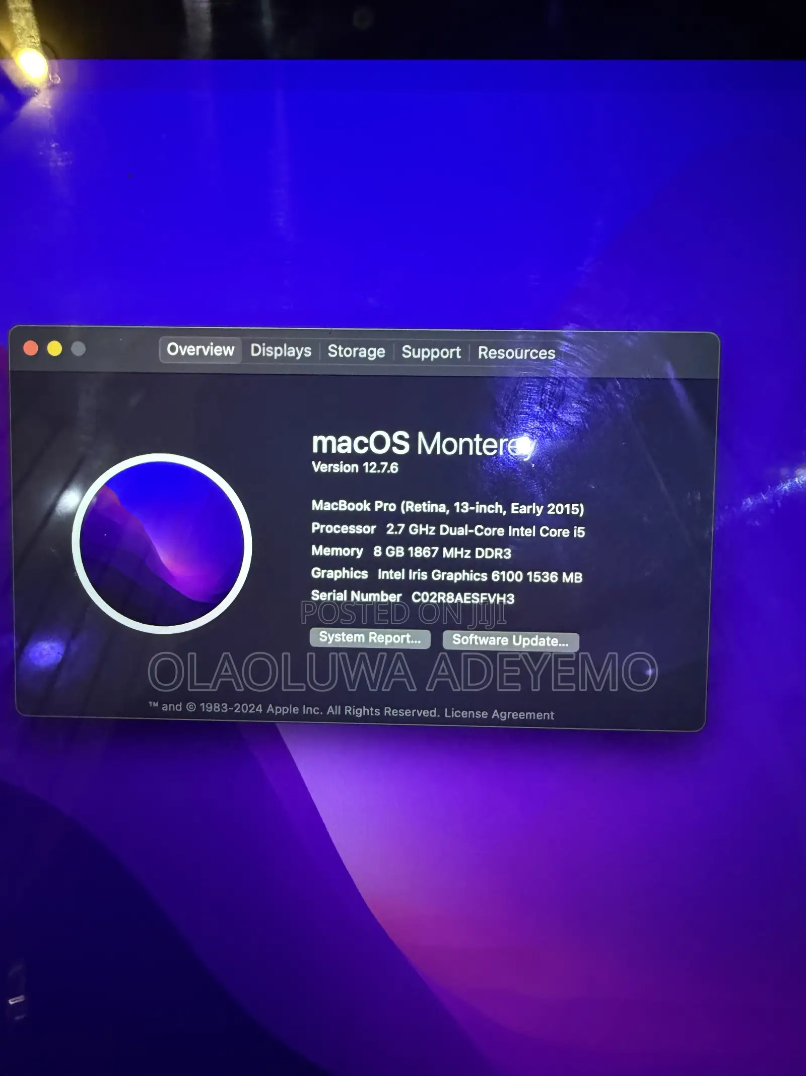 Laptop Apple MacBook Pro 2015 8GB Intel Core i5 SSD 500GB