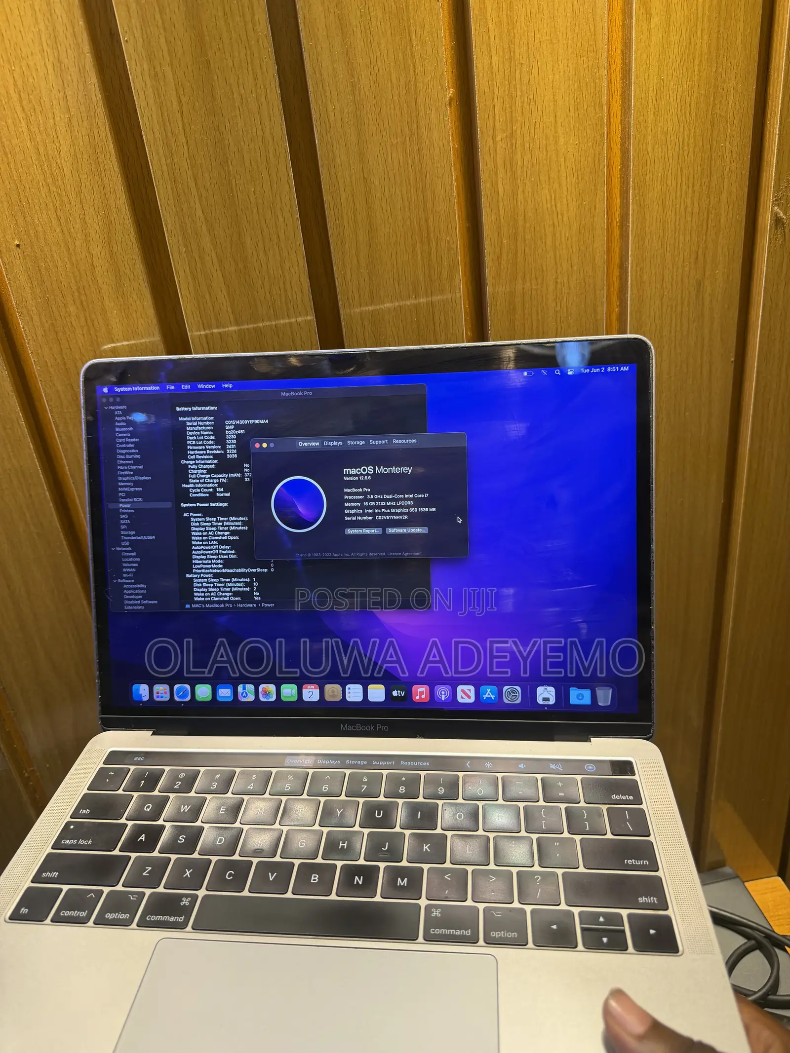 Laptop Apple MacBook Pro 2017 16GB Intel Core i7 SSD 500GB