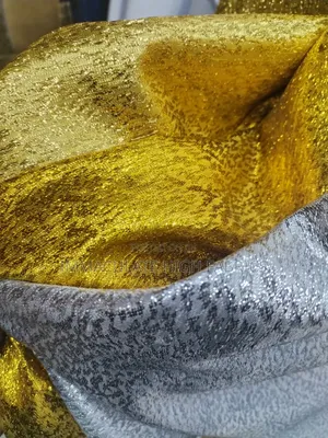 Yellow and Silver Damask Fabric