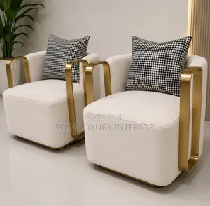 Premium Luxury White Gold Accent Armchairs