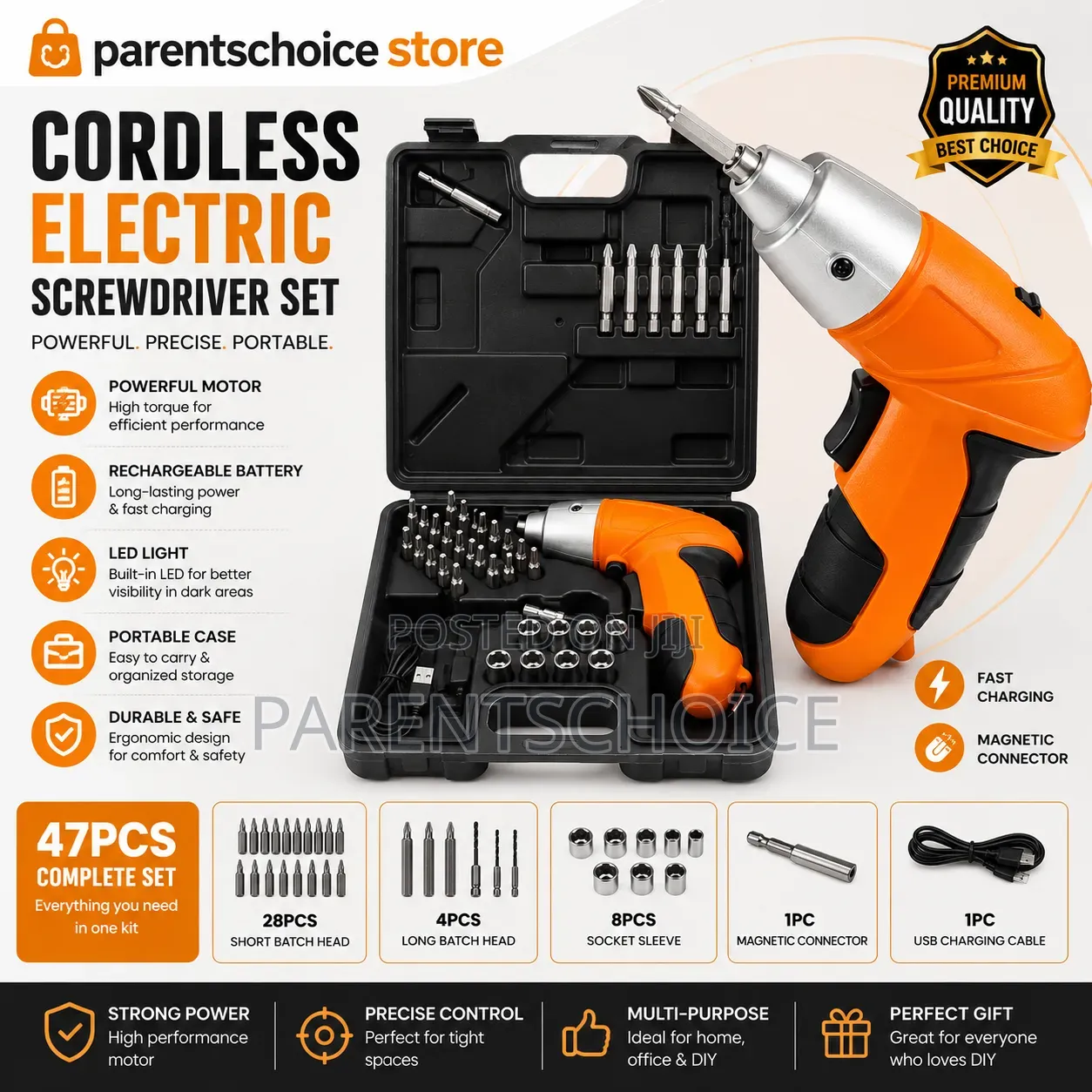 Cordless Electric Screwdriver Set- 47pcs