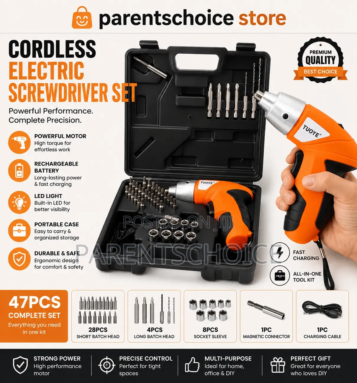 Cordless Electric Screwdriver Set- 47pcs