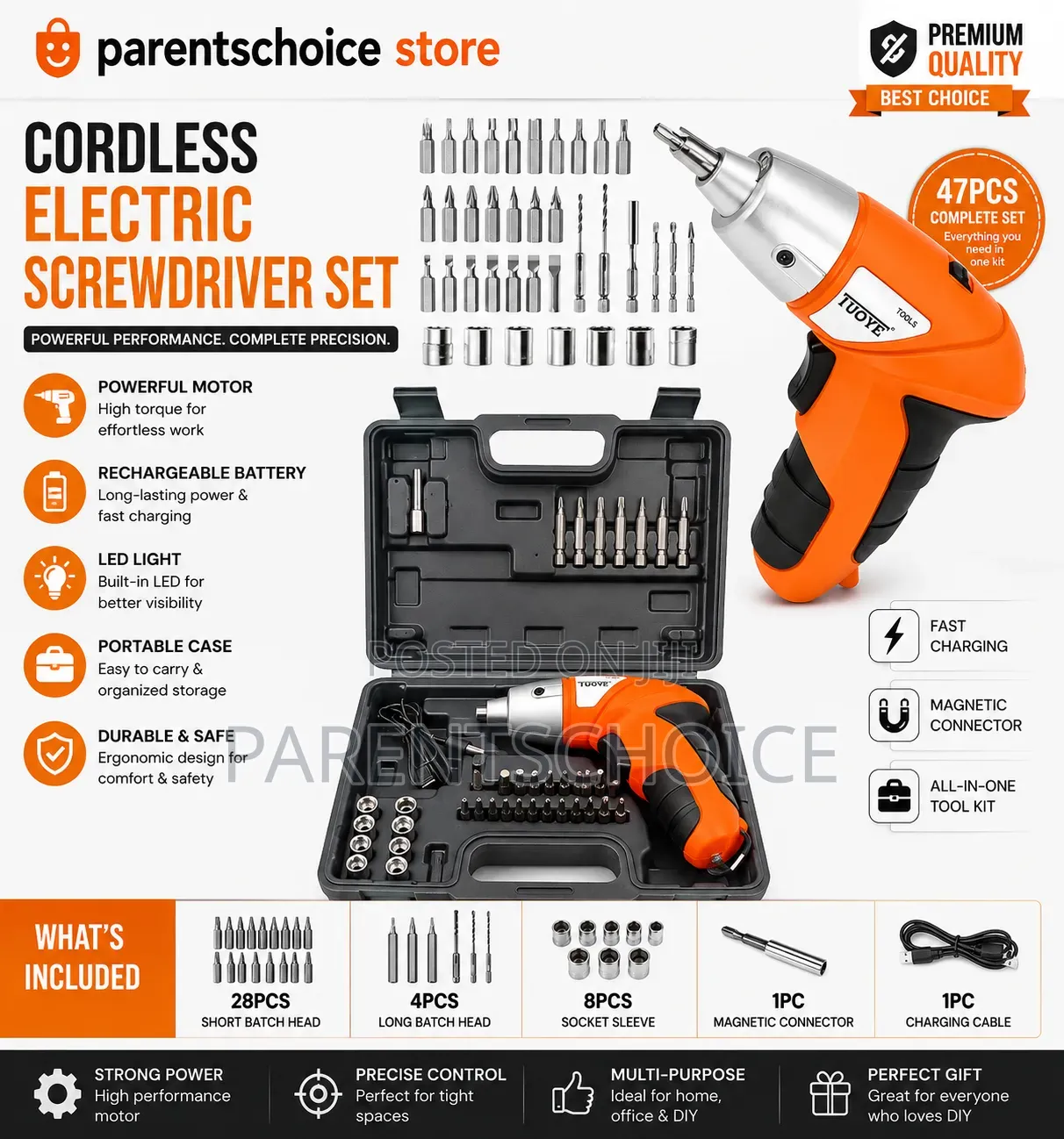 Cordless Electric Screwdriver Set- 47pcs