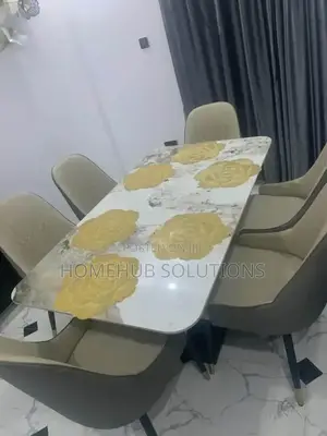 6 Seaters Marble Dining Table Set