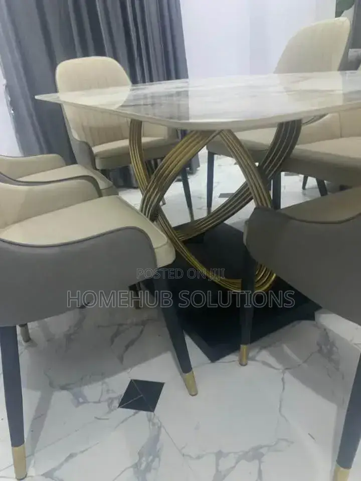 6 Seaters Marble Dining Table Set