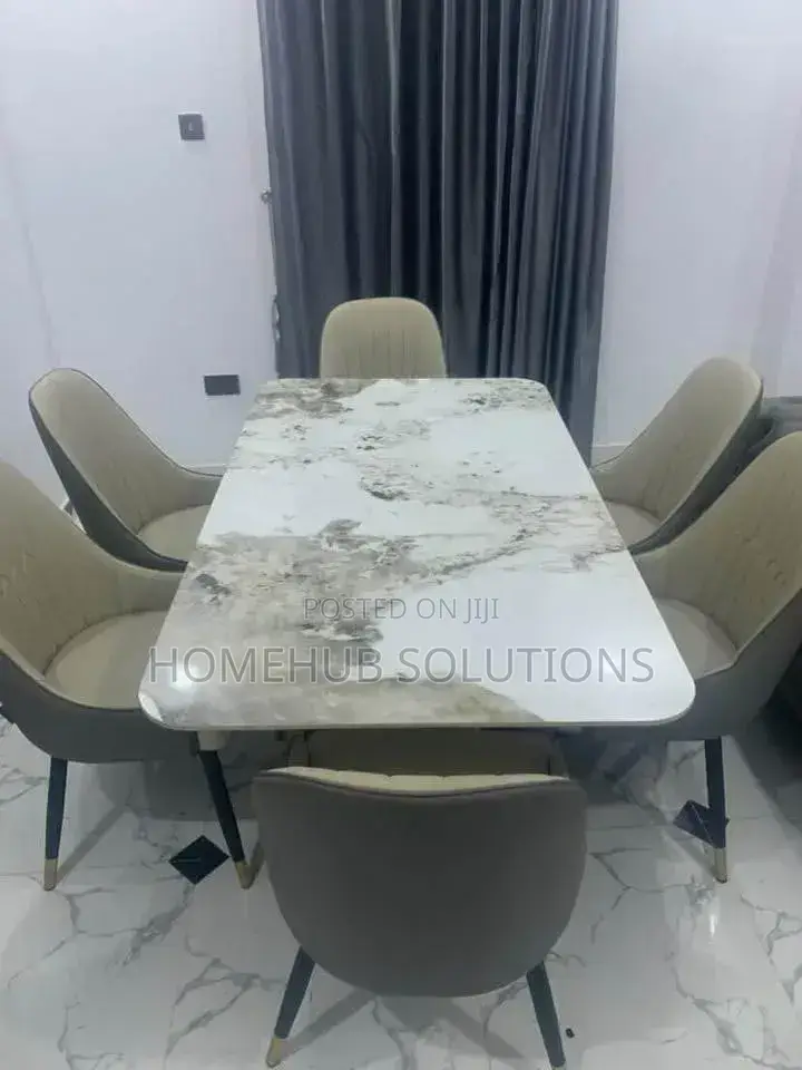 6 Seaters Marble Dining Table Set