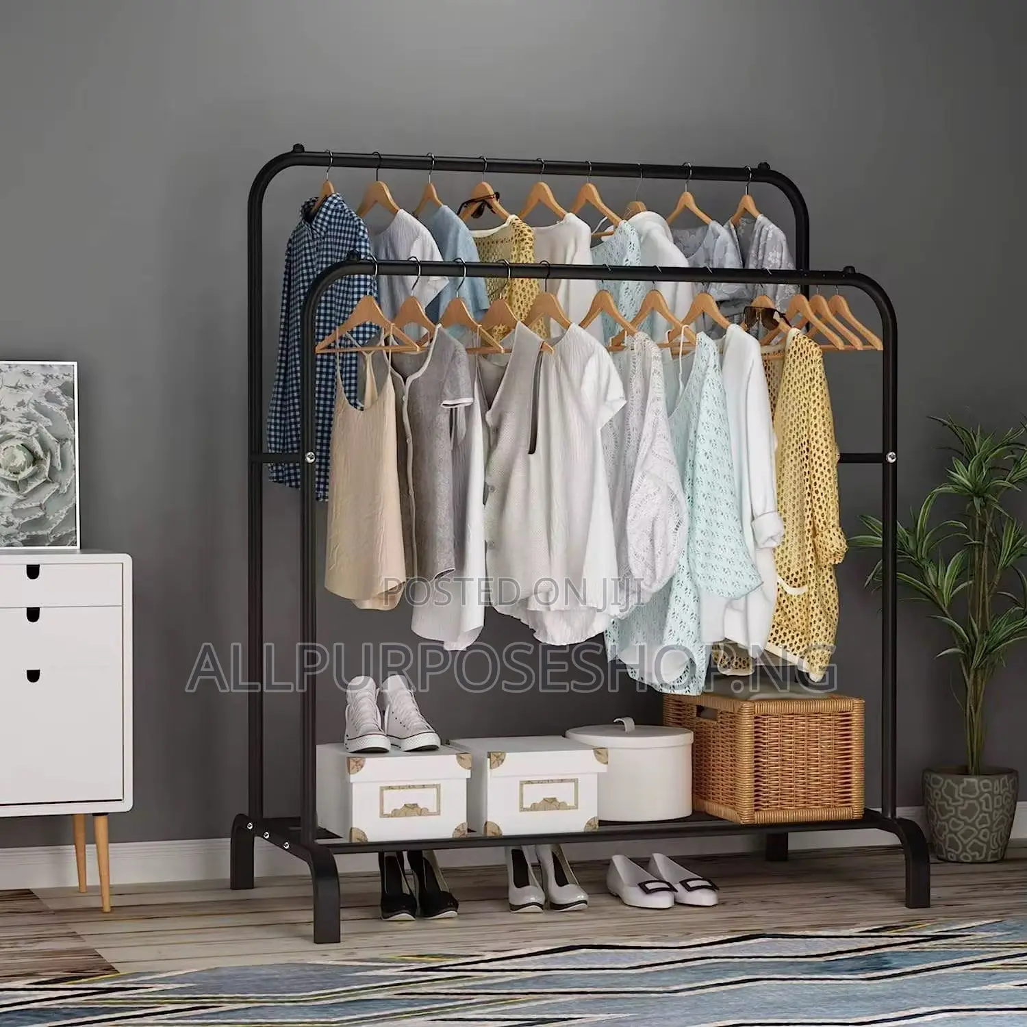 Double Layer Heavy Duty Cloth Rack And Storage