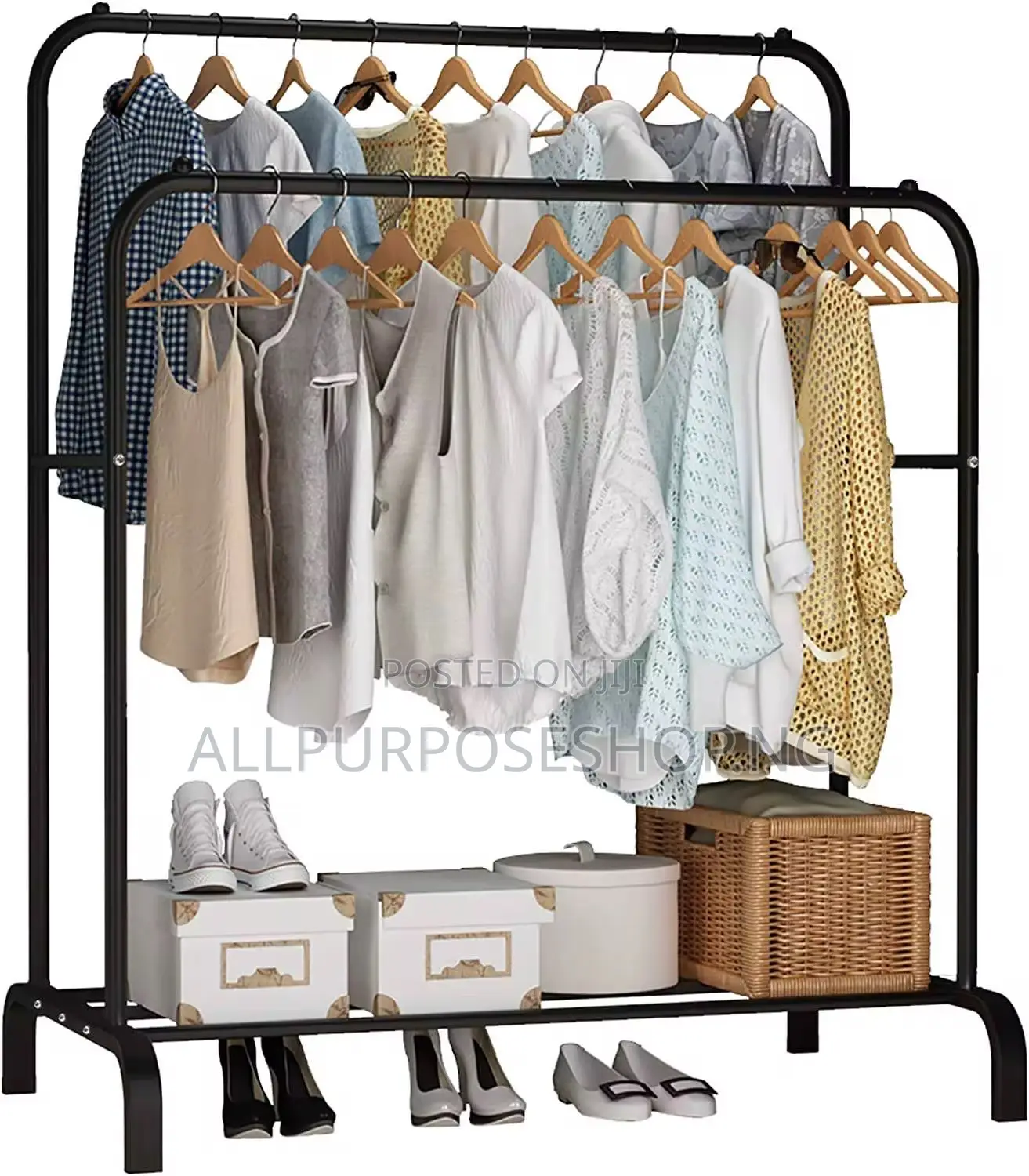Double Layer Heavy Duty Cloth Rack And Storage