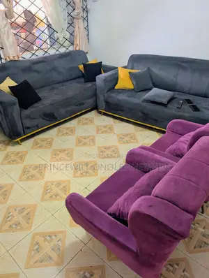 Luxury Full Living Room Sofa Set (Grey Purple) - Very Neat