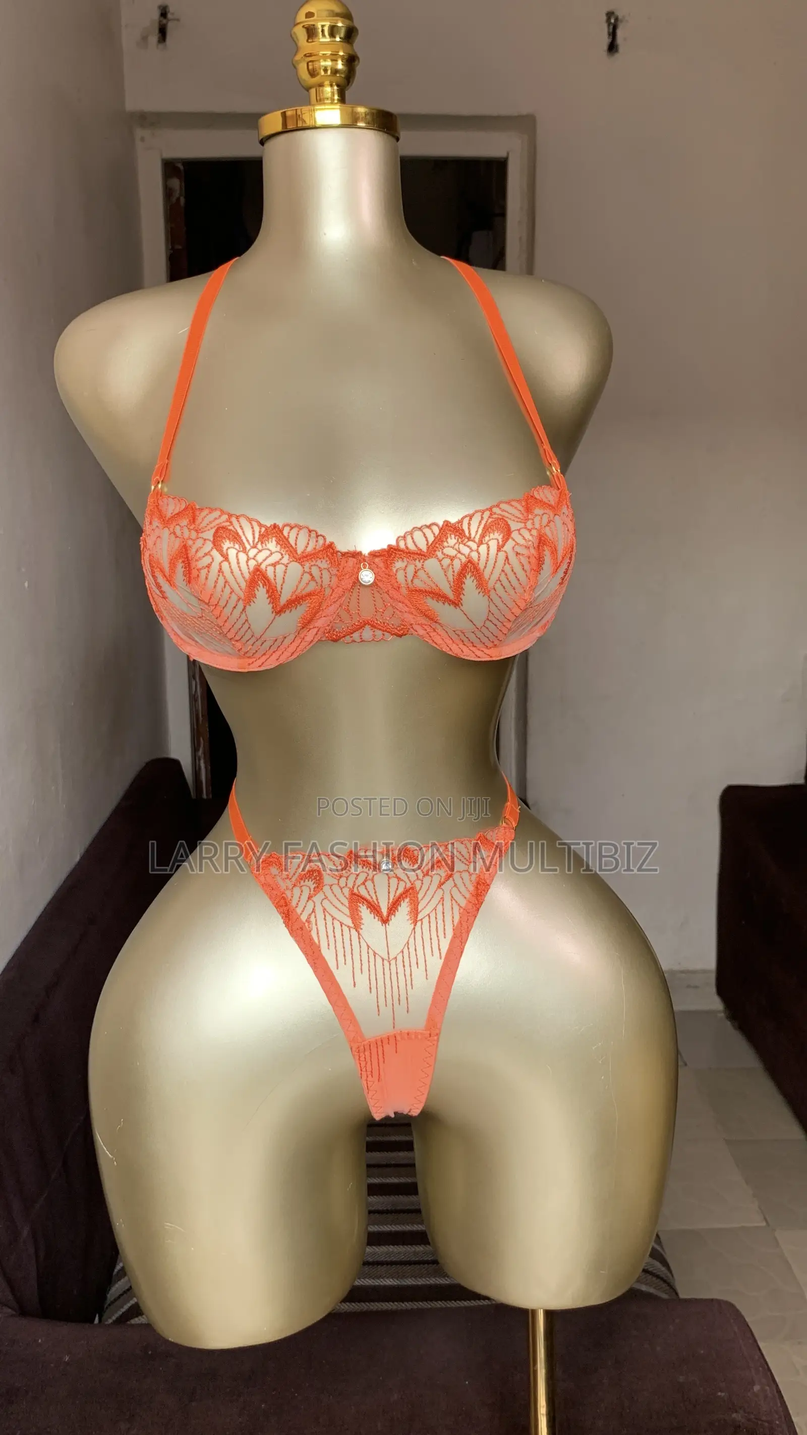 Orange Floral Lingerie