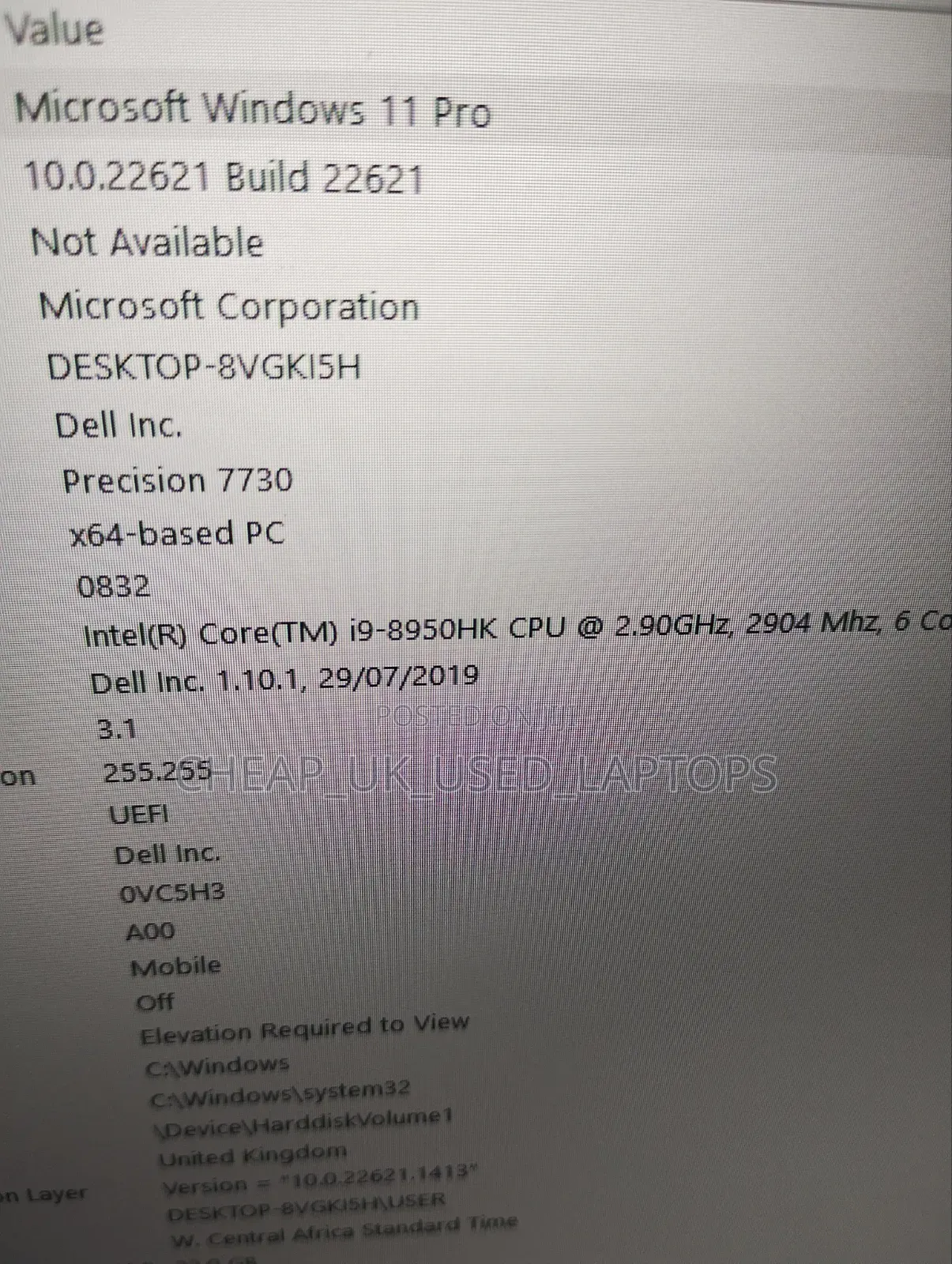 Laptop Dell Precision 7730 16GB Intel Core i9 SSD 512GB