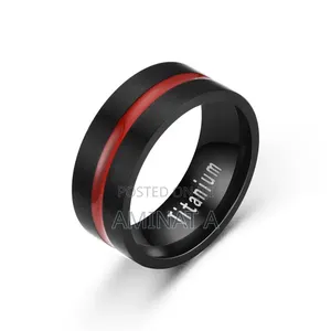 Titanium Men Ring With Red Design (Available in Different Size)