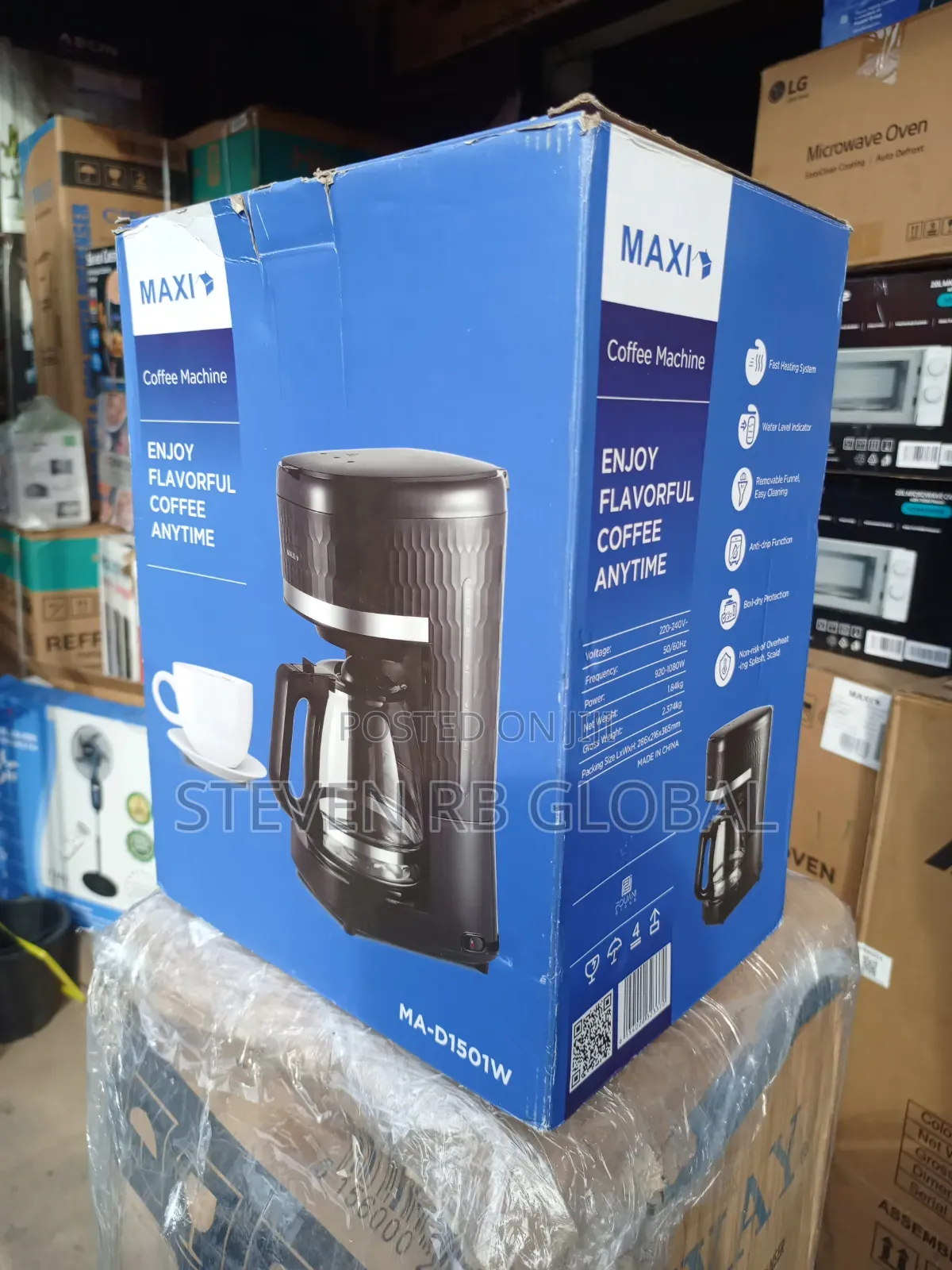Maxi Coffee Maker 1000w | D1501w (Black)