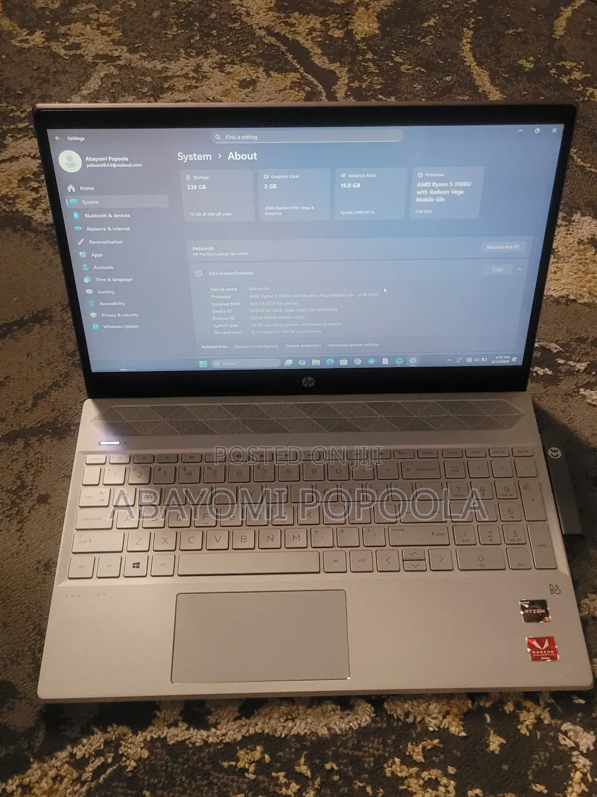 Laptop HP Pavilion 15z 1GB AMD Ryzen 5 SSD 256GB