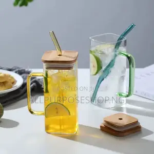 400ml Square Mug With Lid and Straw