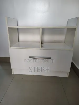 White 3 in 1 Consul,Shelf and Cabinet.Half Open/Half Closed Back.