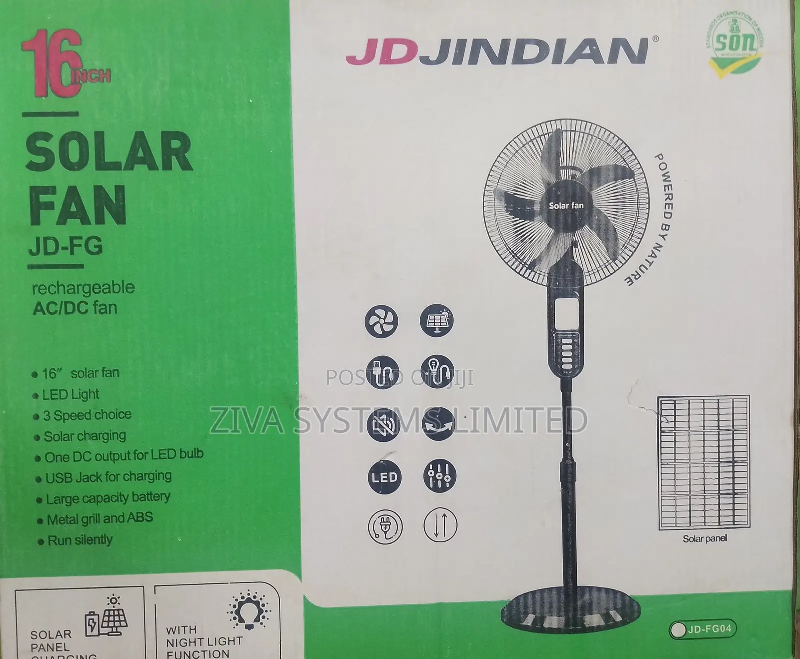Jd Jindian 16'' Solar Fan
