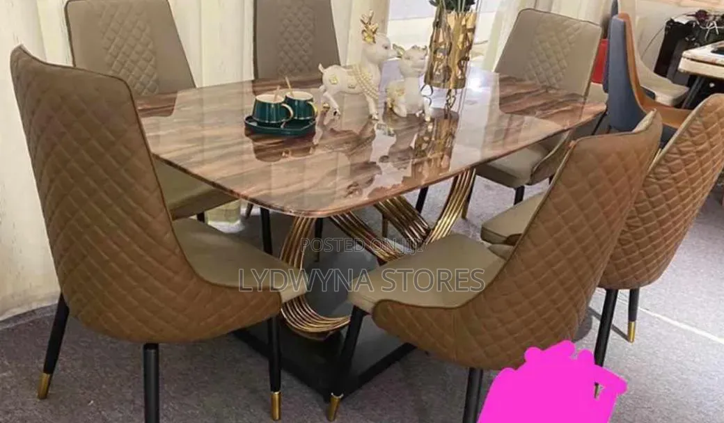 Lovely Unique Quality 6 Seaters Marble Dinning Sets