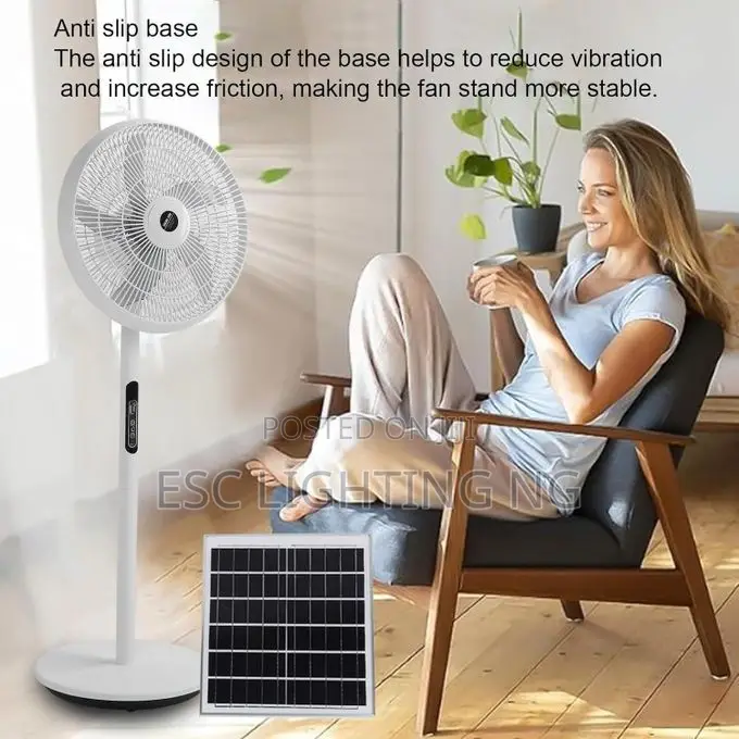 Rechargeable Solar Standing Fan - White