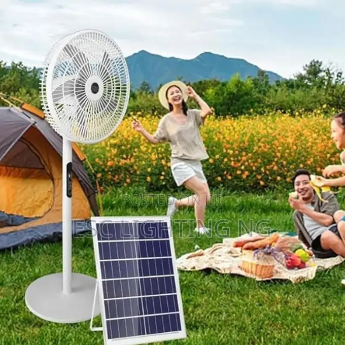 Rechargeable Solar Standing Fan - White
