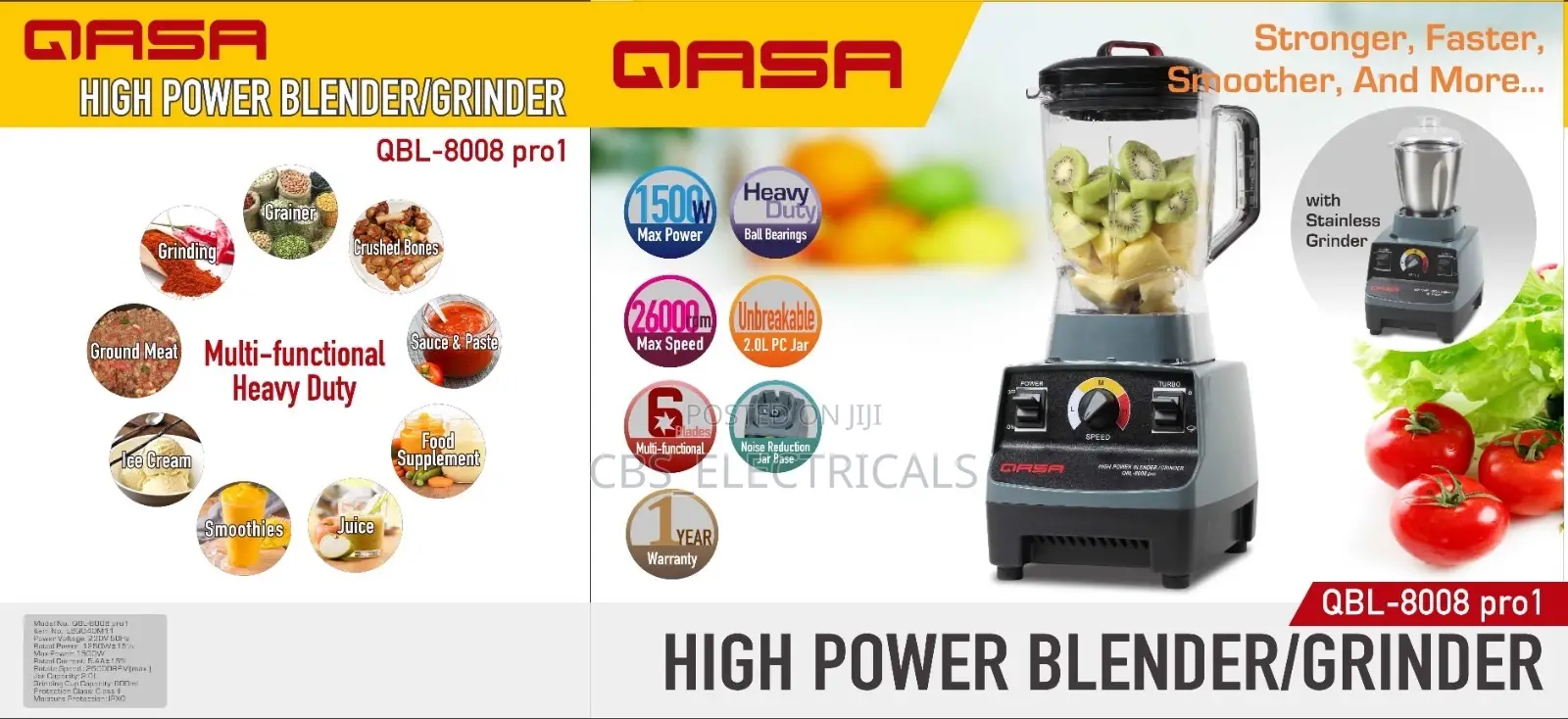 Qasa High Power Blender/Grinder