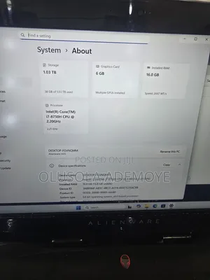 Laptop Alienware M15 16GB Intel Core i7 SSD 1T