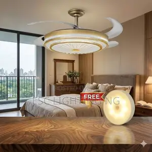 Ceiling Fan Light + Remote Control Set White/Gold + Free Sensor Light