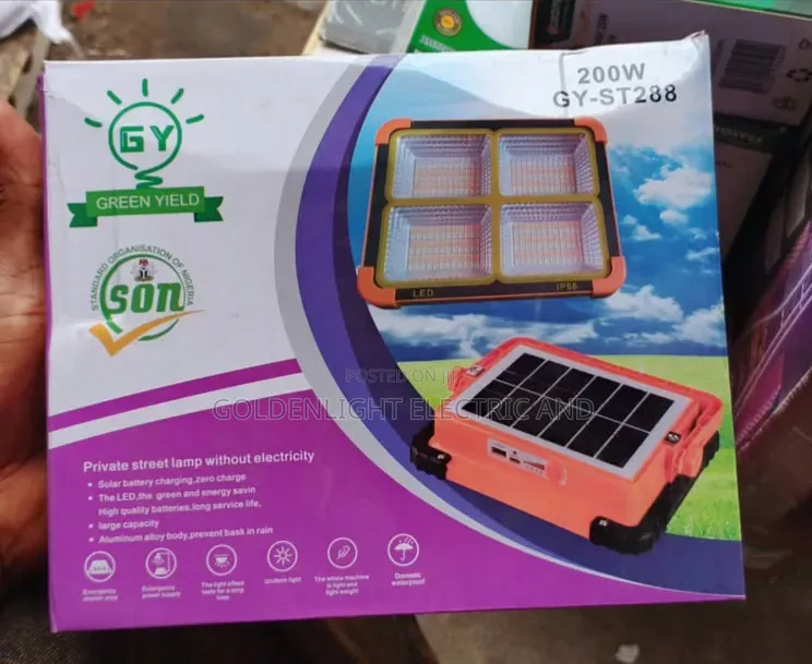 Greenyield (Gy) 200w Solar-powered Led Emergency Lamp