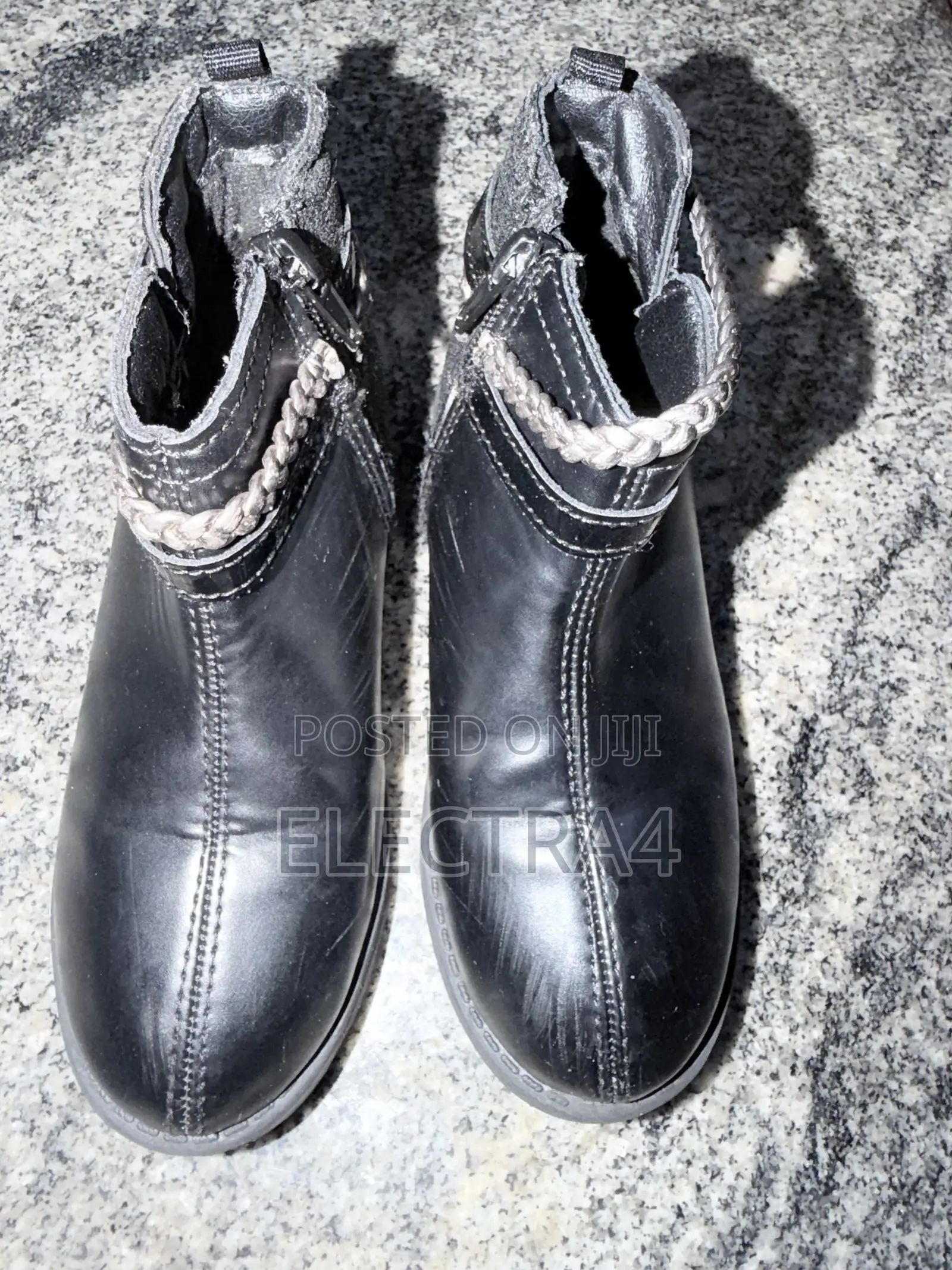 Women's Black Side-Zipper Winter Boots - Clean Sole