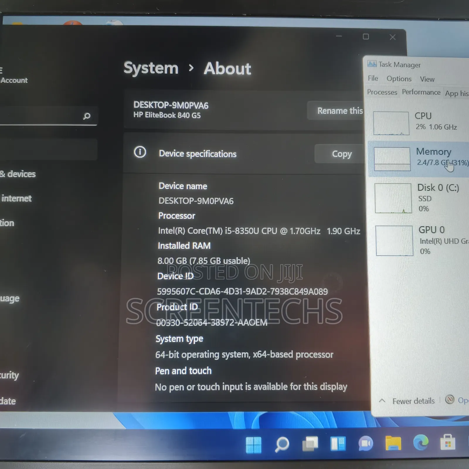 Laptop HP EliteBook 840 G5 8GB Intel Core i5 SSD 256GB
