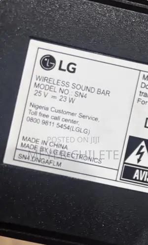 Lg Wireless Sound Bar Model No.: Sn4 25-23 W
