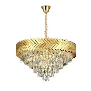 Luxury Crystal Chandelier Light With Remote Control and Bedroom - Gold