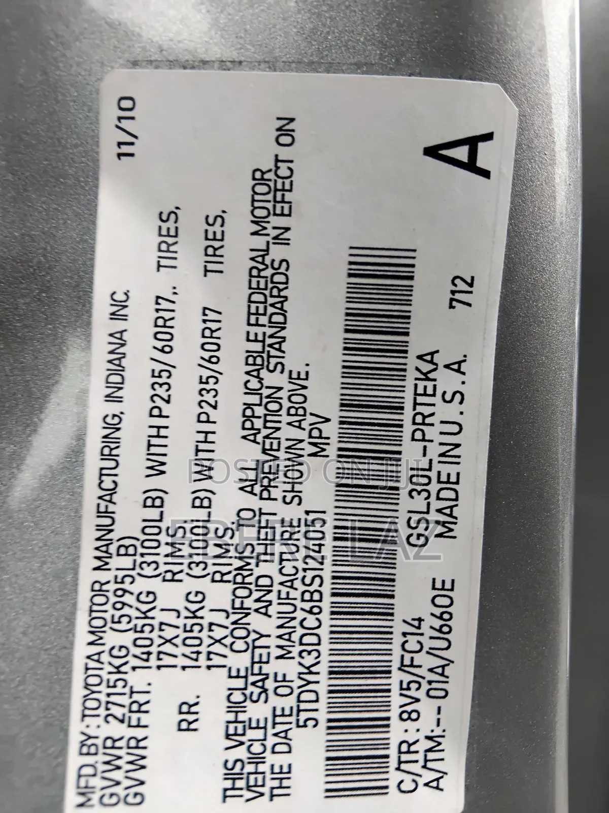 Toyota Sienna 2011 Silver
