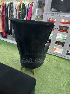 Luxury Black Velvet Wingback Accent Chair for Sale