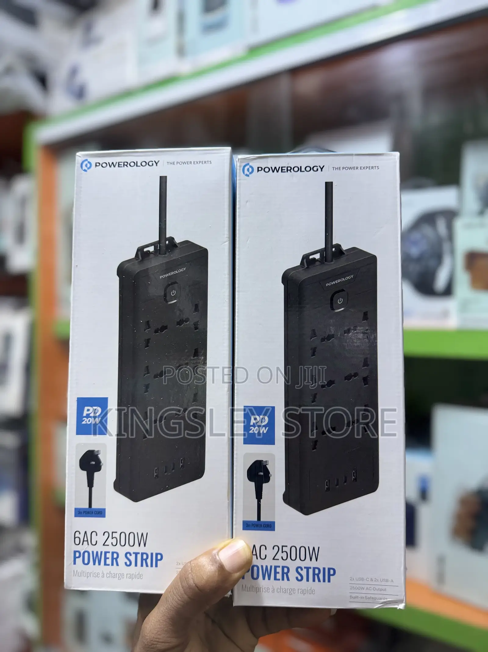 Powerology 6ac 2500w Power Strip - Black