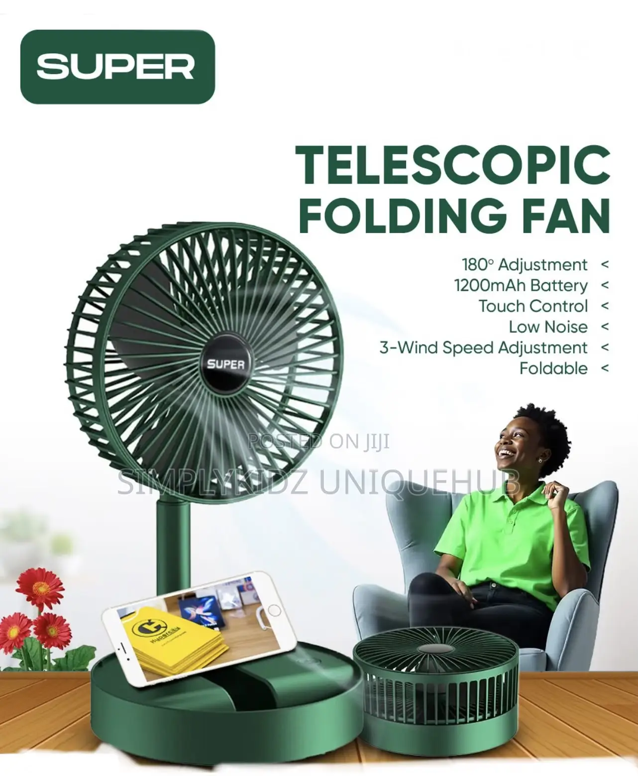 Rechargeable Retractable Telescopic Fan